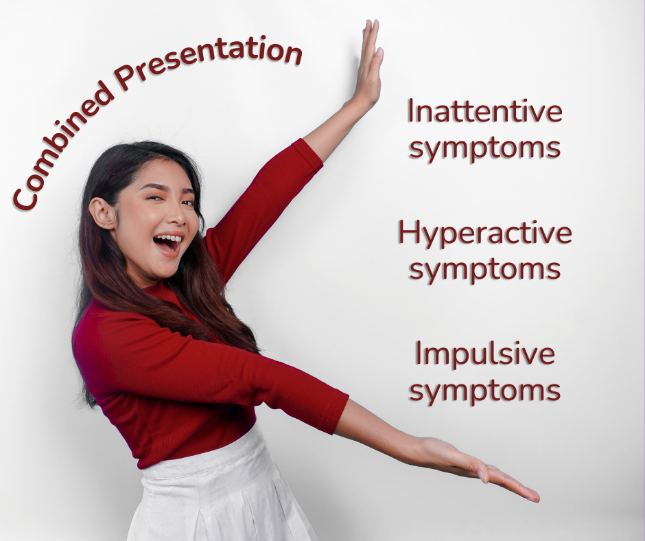 combined type adhd has inattentive, hyperactive, and impulsive symptoms