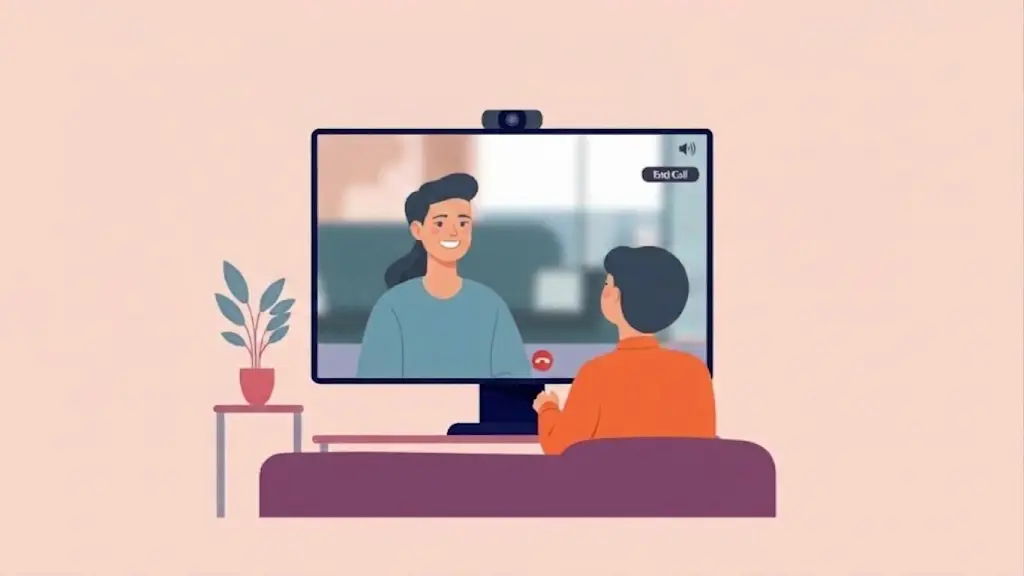Illustration of an online therapy session