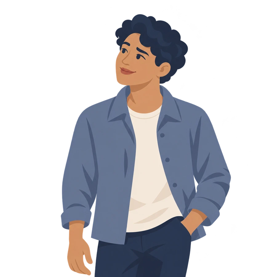 Illustration of a curious man reflecting on whether he may be neurodivergent