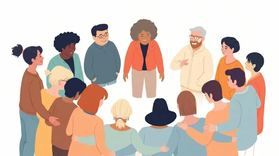 Illustration of a supportive group for NeuroCircle autism and ADHD coaching