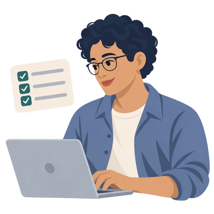 Man completing intake questionnaire