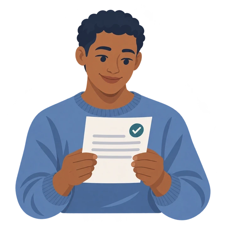 Man reading evaluation findings
