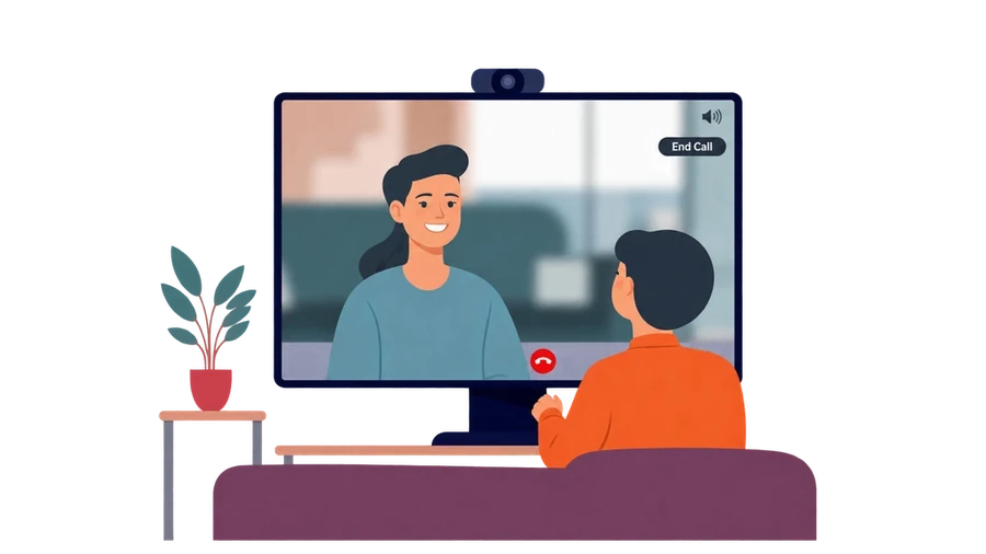 Illustration of an online therapy session