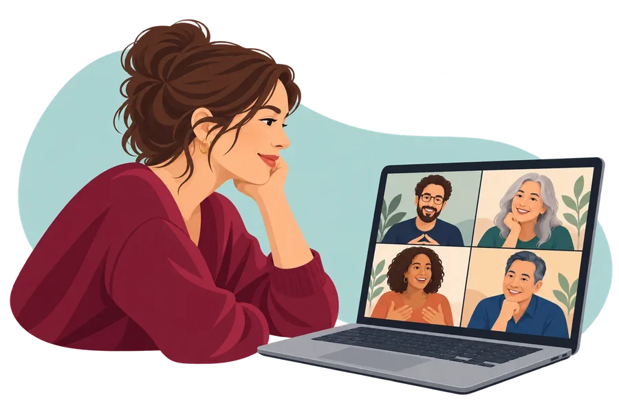 Illustration of an adult learning on a laptop
